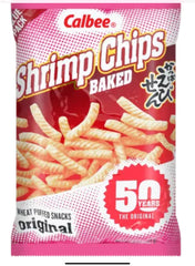 CALBEE Wheat Puffed Shrimp Chips, Original Baked, Savory Crunchy Snacks, 227g
