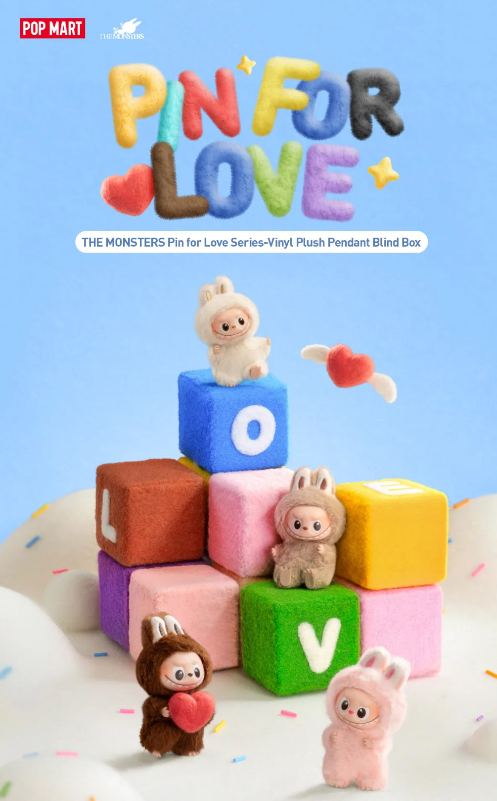 THE MONSTER LABUBU Pin for Love Series -  Vinyl Plush Pendant Blind Box （N-Z）