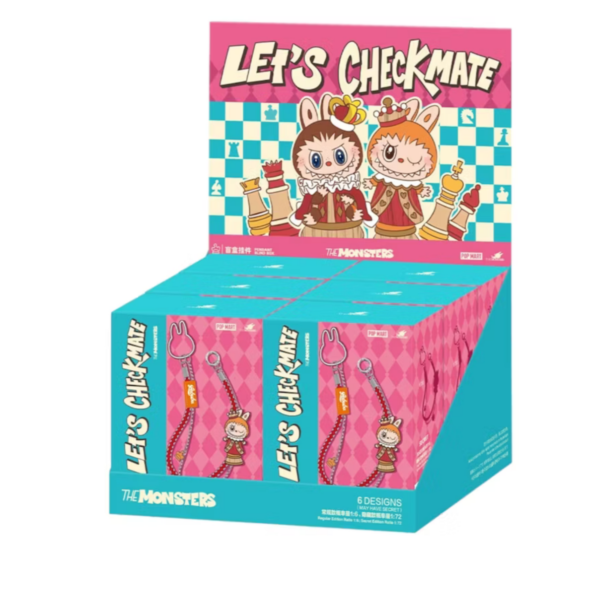 Pop Mart Labubu The Monsters Let's Checkmate Series Pendant Single box