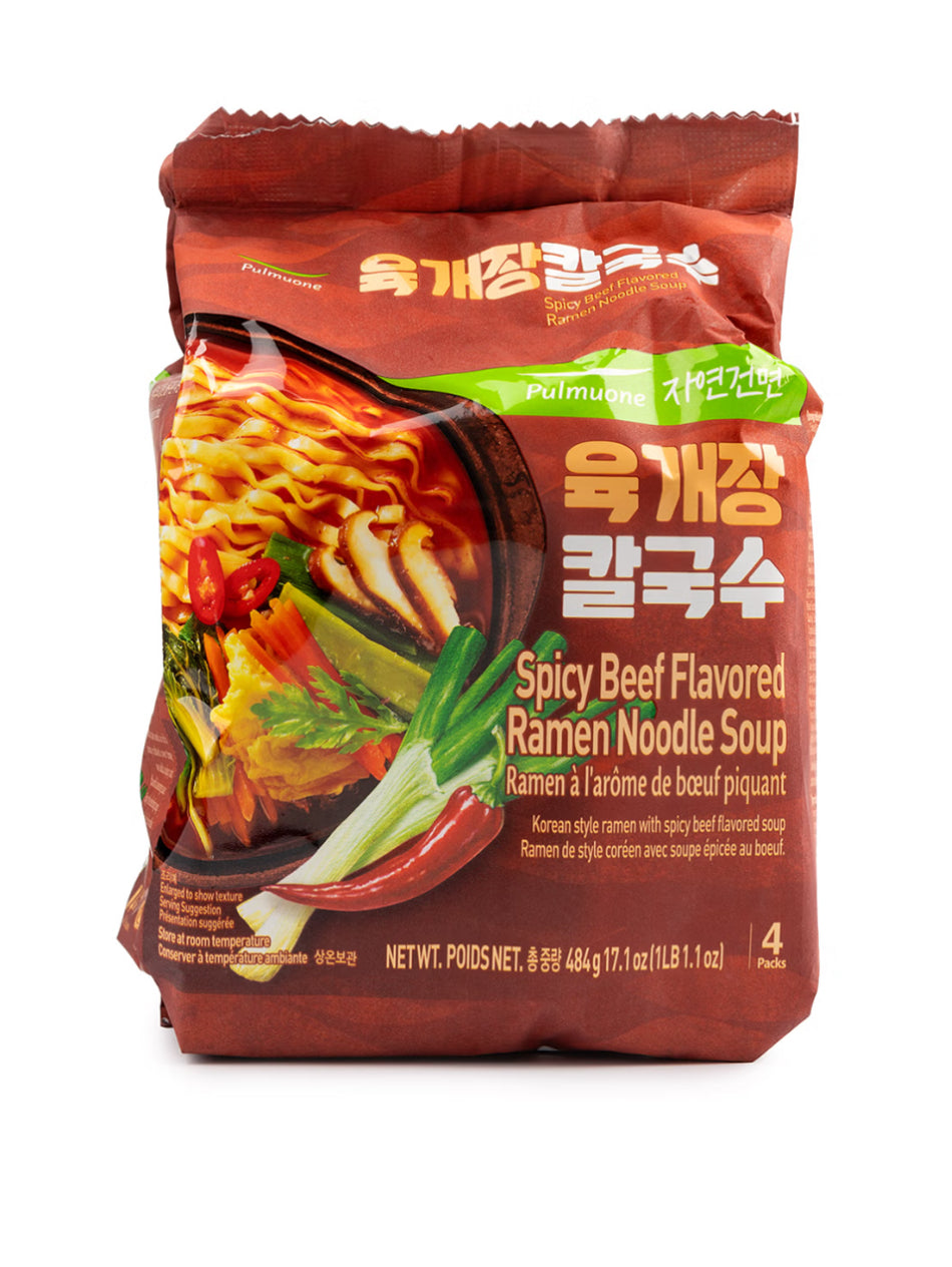 Pulmuone Spicy Beef Flavored Ramen Noodle Soup 121 g*4 each