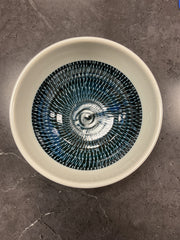 Blue and white ripple bowl