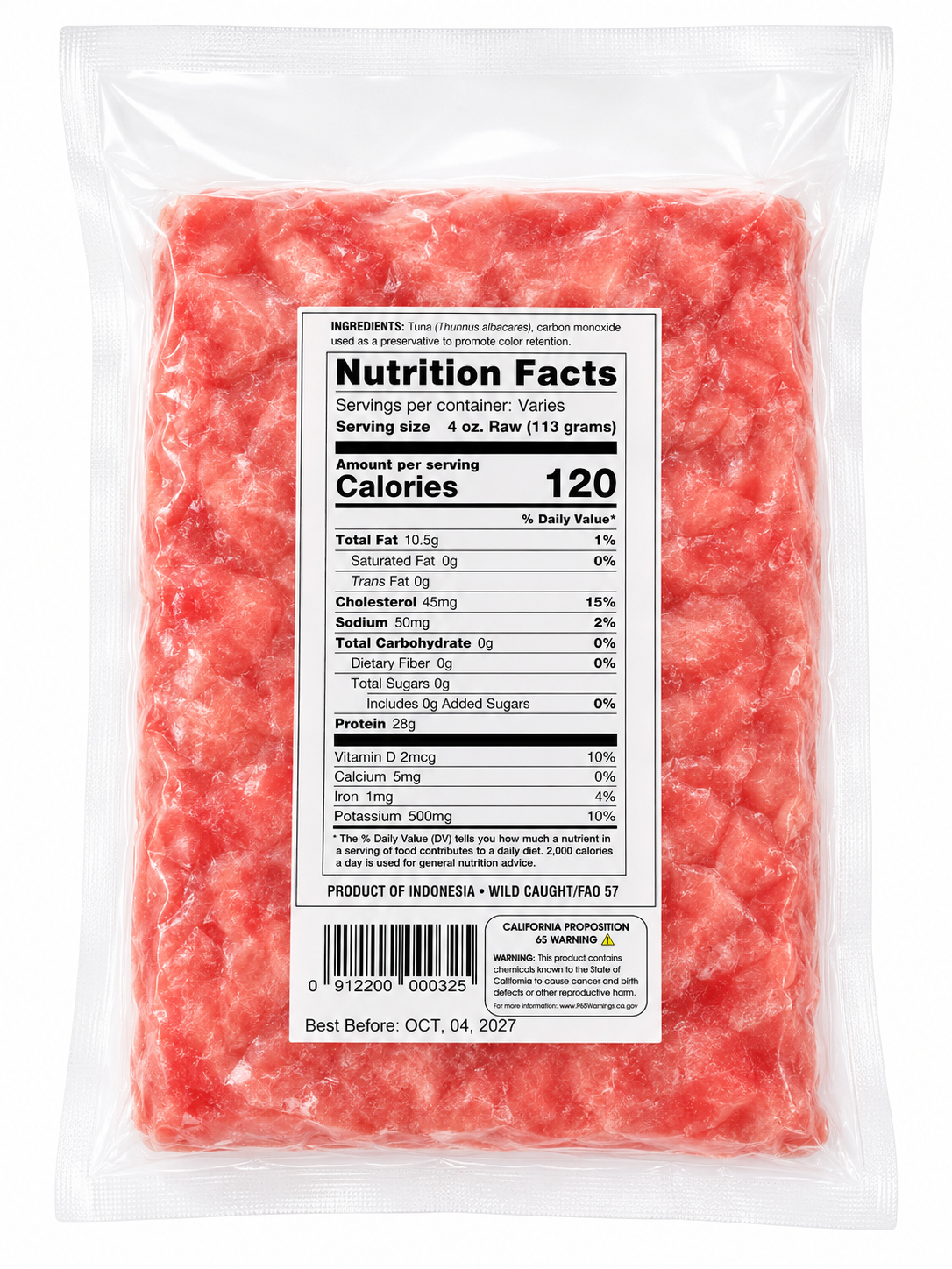 Tuna Sashimi Grade in Cube (Wild Caught)