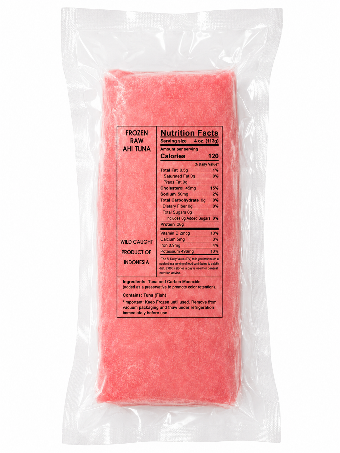 Frozen Raw AHI TUNA 1LB (Sashimi Grade)