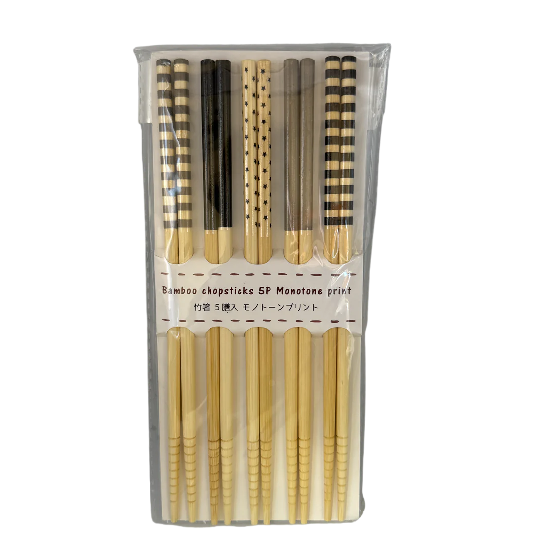 Bamboo chopsticks 5P monotone print