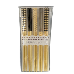 Bamboo chopsticks 5P monotone print