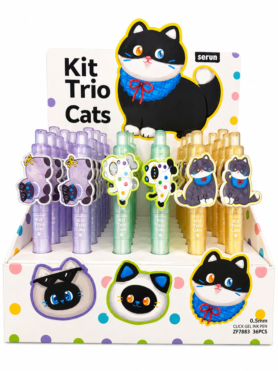 Kit Trio Cats Black Gel Pen
