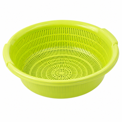 Green Plastic Colander Basket with Handles