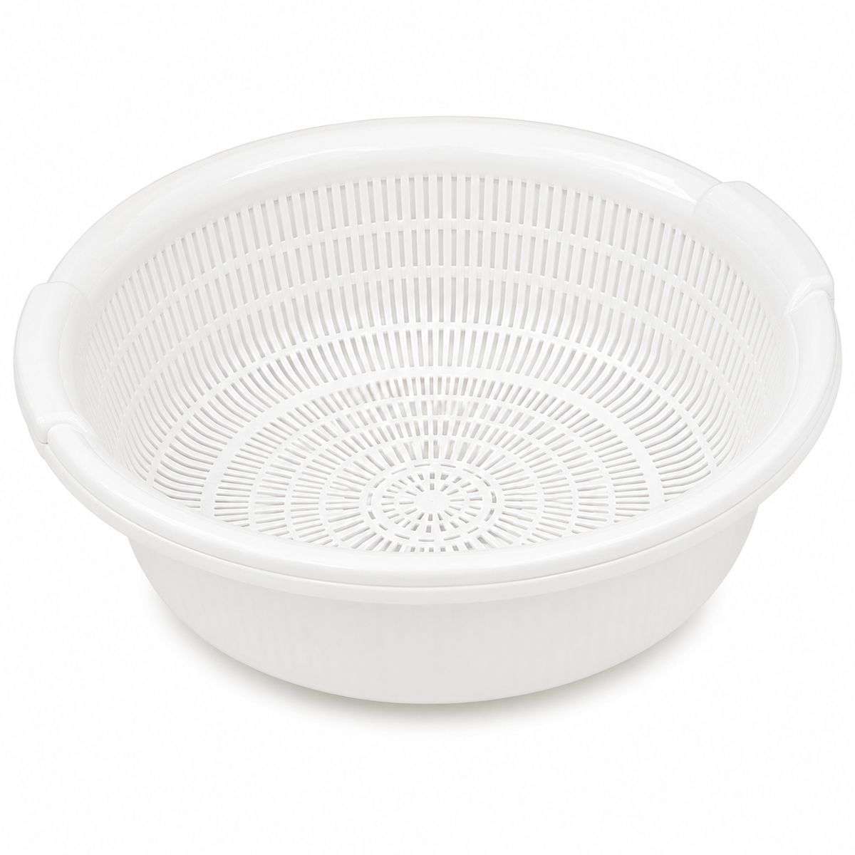 White Plastic Colander Basket with Handles