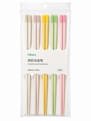 FaSoLa Pastel Color Alloy Chopsticks Set (5 Pairs)