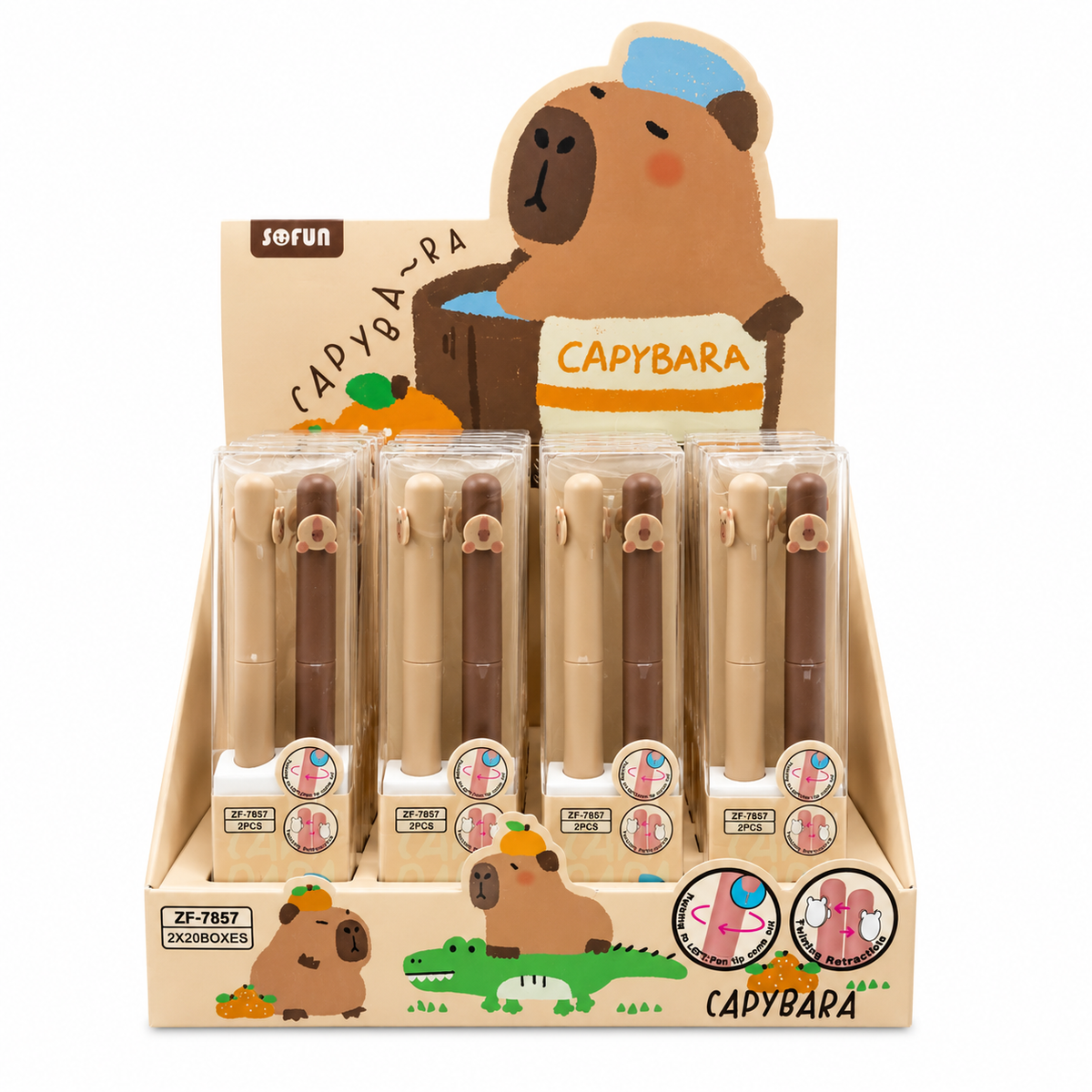 Capybara Retractable Gel Pen Set (2-Pack)
