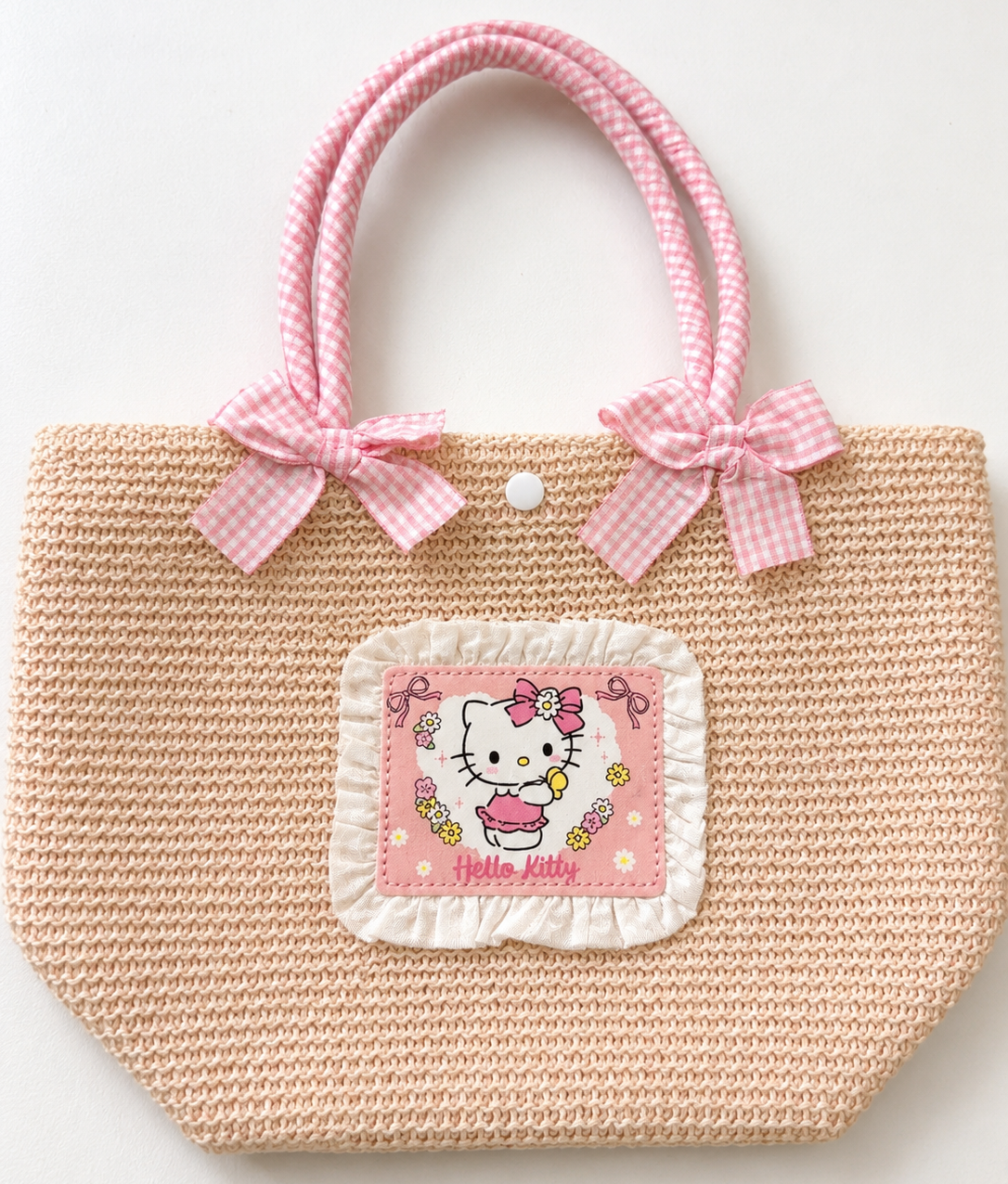 Sanrio Flower Town Series Straw Bag - Hello Kitty