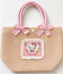 Sanrio Flower Town Series Straw Bag - Hello Kitty
