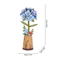 Rowood Blue Hydrangea DIY Flower Wooden 3D Puzzle TW141