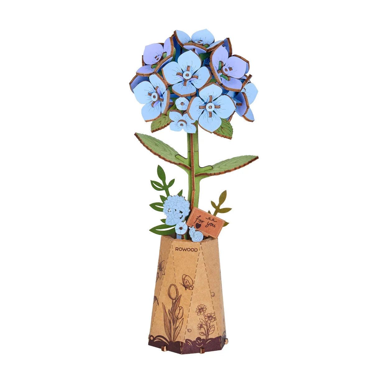 Rowood Blue Hydrangea DIY Flower Wooden 3D Puzzle TW141