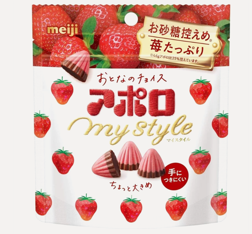 Meiji Apollo My Style Strawberry Chocolate Less Sugar