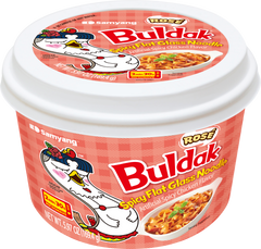Samyang 504273 Rosé Artificial Spicy Chicken Flavor Buldak Hot Sauce Wide Glass Noodle