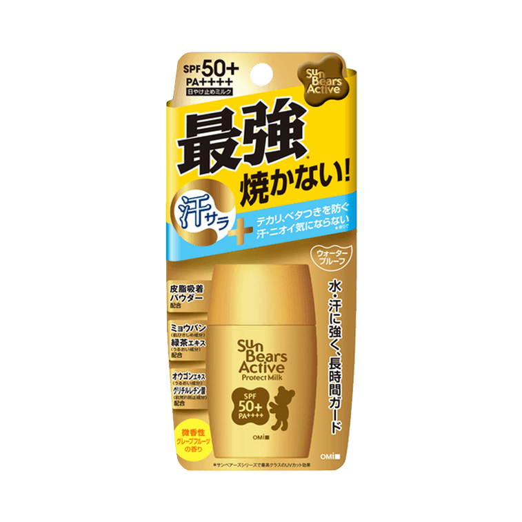 Sunbears Active Protect - Sunscreen for Face - Quick-Dry Waterproof
Sweat-Resistant Grapefruit Scent SPF50+ PA++++ 30g (