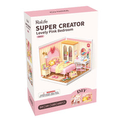 Rolife Lovely Pink Bedroom Super Creator Miniature House DW016