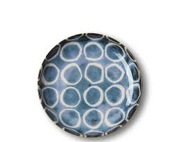 Rustic White Circles Shallow Bowl J5888