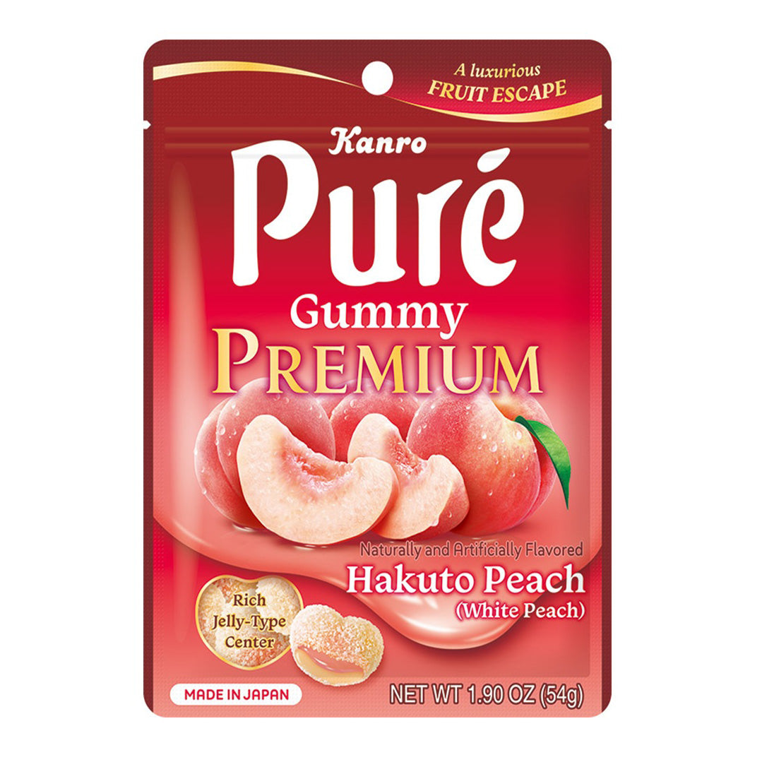 KANRO PURE GUMMY PREMIUM HAKUTO WHITE PEACH  1.90 OZ