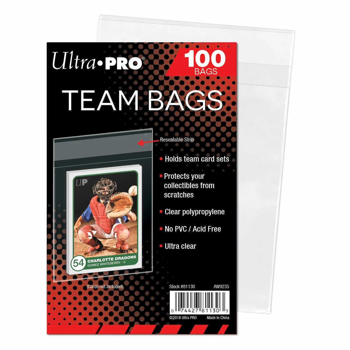 ULTRA-PRO TEAM BAGS RESEALABLE SLEEVES 100 PER PACK TRADING CARDS TEAM SETS